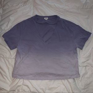 Purple and white v-neck tie dyed t shirt